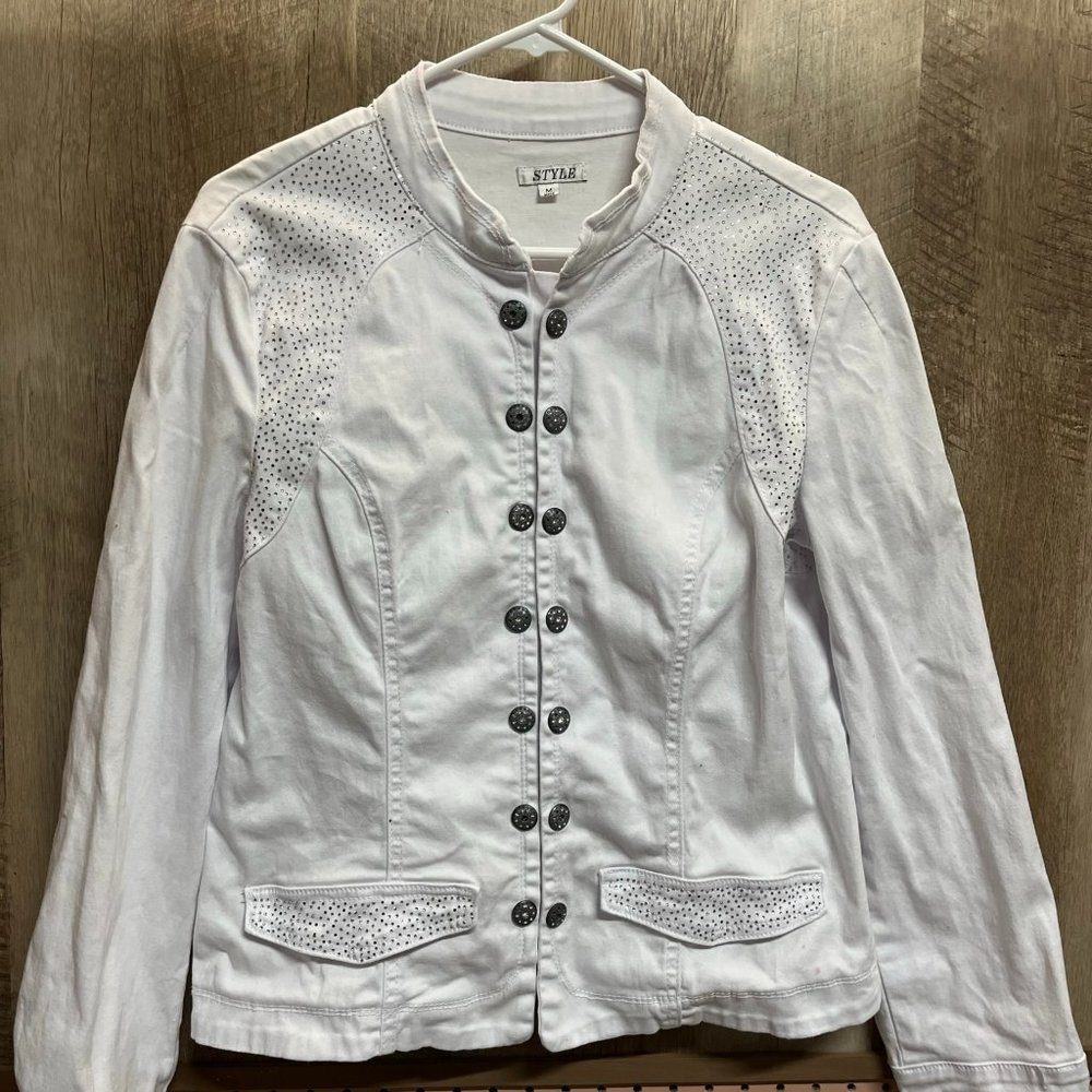 Style, Denin Sparkling, White Jacket, Size M